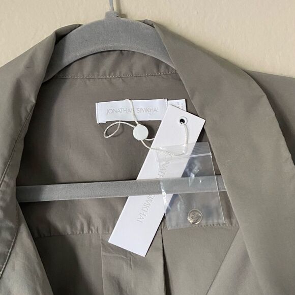 NWT Jonathan Simkhai Alex Midi Green Shirt Dress Poplin Cut Out Size XL - Picture 12 of 15